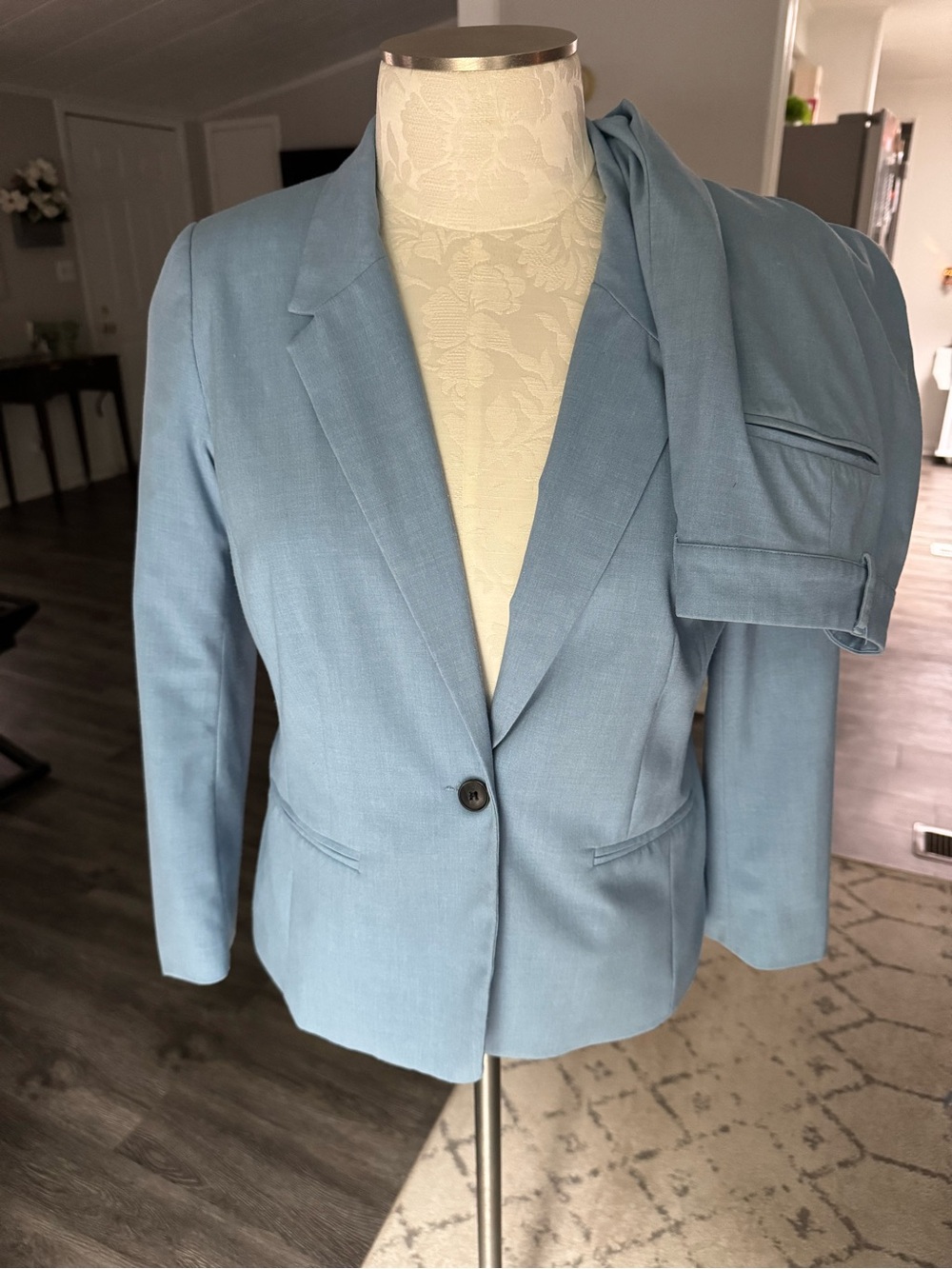 Kensie Light Blue Women's Blazer Jacket and pants 2 piece suit Suit set large 14